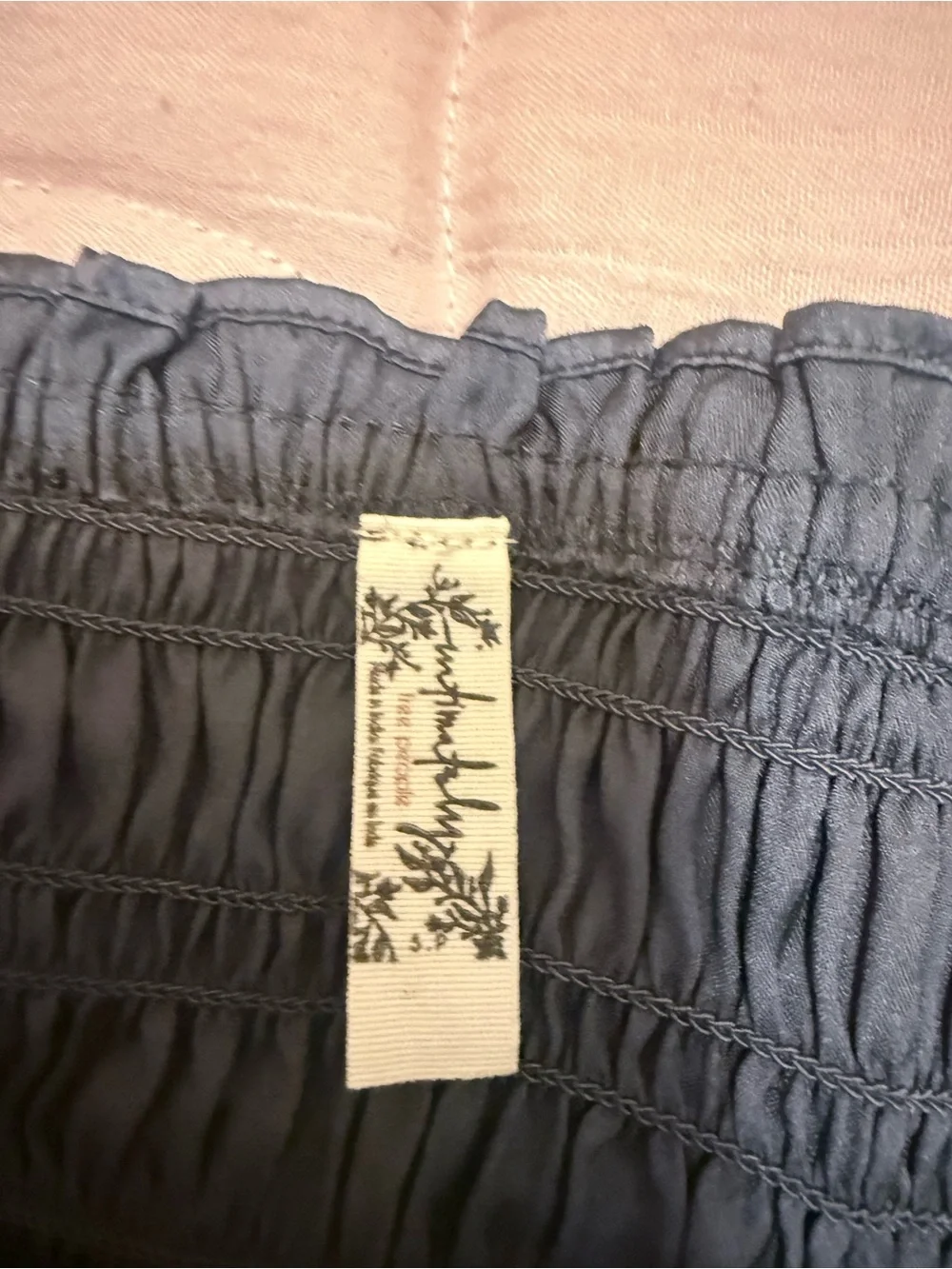 Free People Navy Smocked Strapless Tube Top